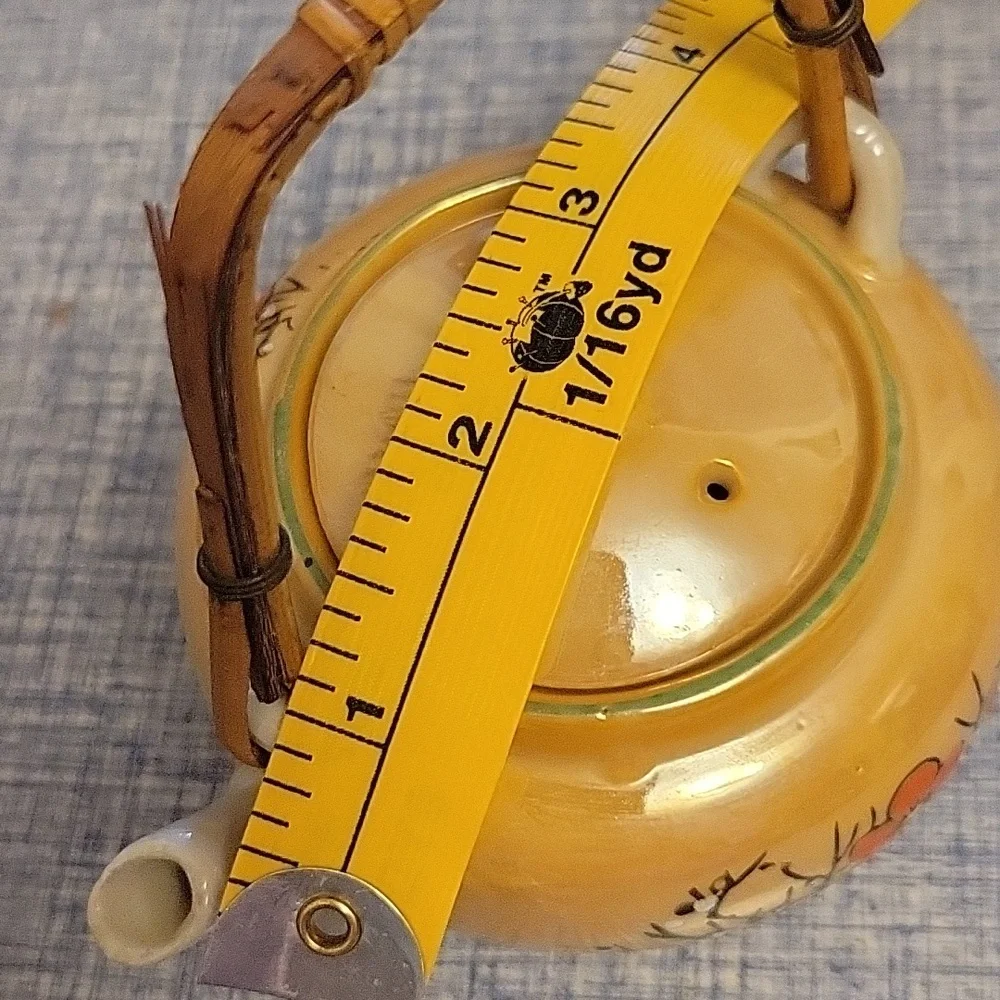 Vintage Japanese Hand Painted Floral Teapot And Pitcher.  Bamboo Handle. - Picture 9 of 10